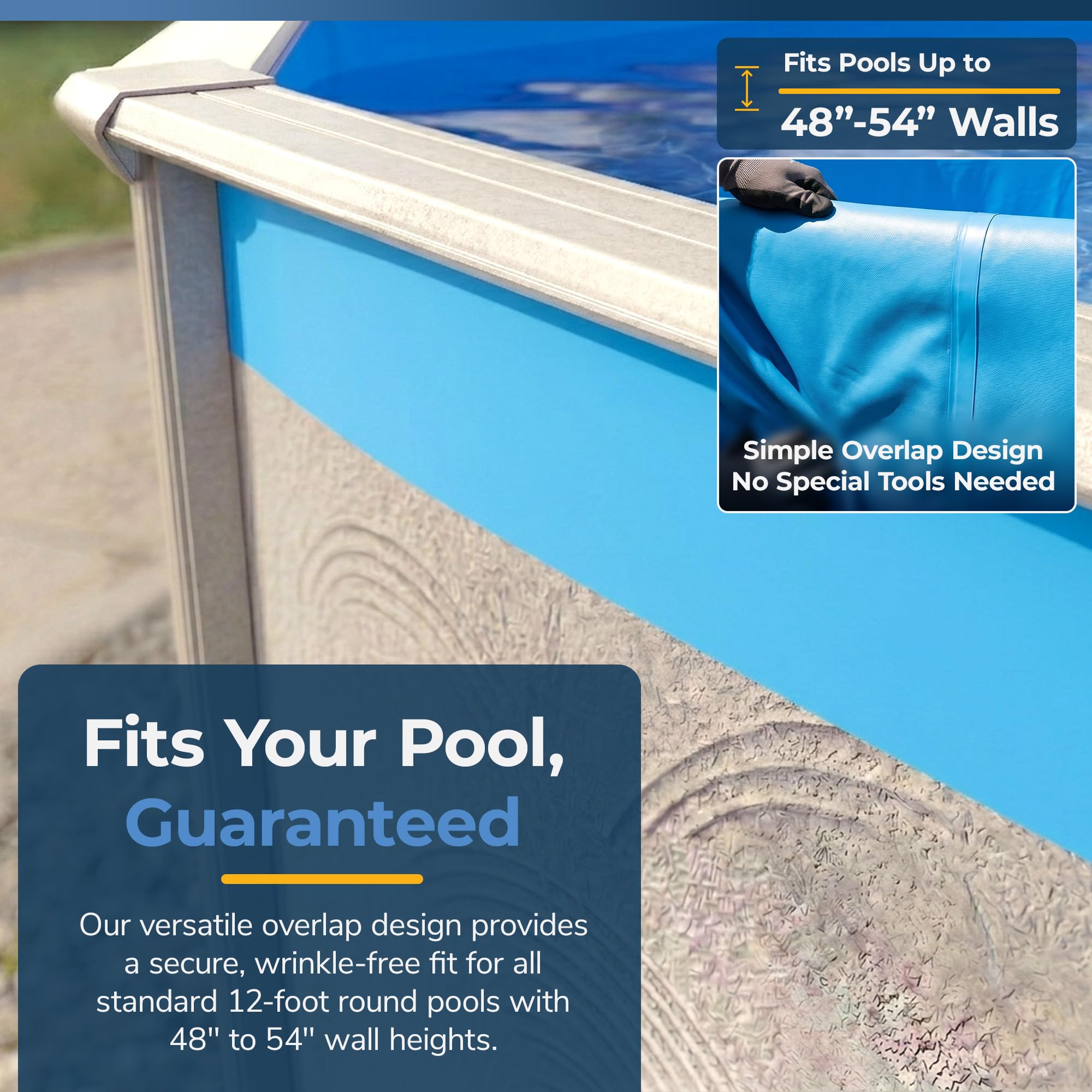 Blue Wave overlap edge detail demonstrating simple fold-over installation advantage