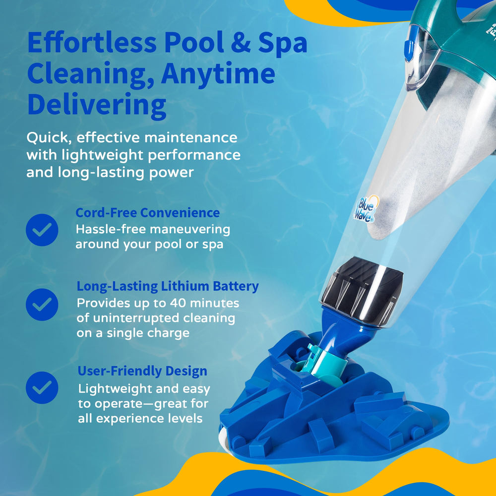Blue Wave PV-10 poolside lifestyle shot showing quick maintenance convenience