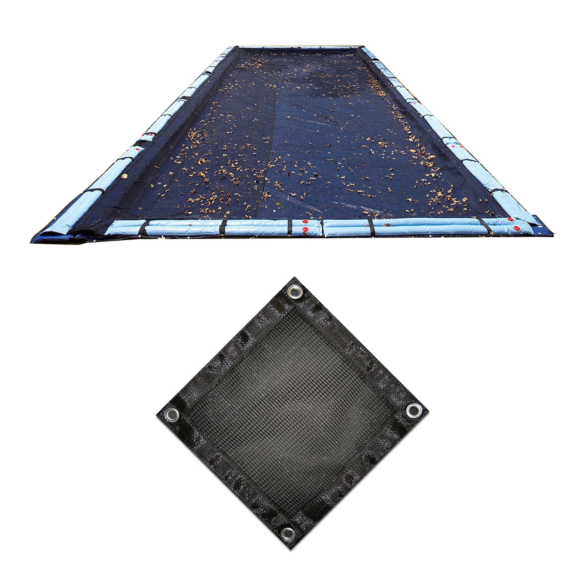 Blue Wave front view of rectangular leaf net showing full coverage and clean look