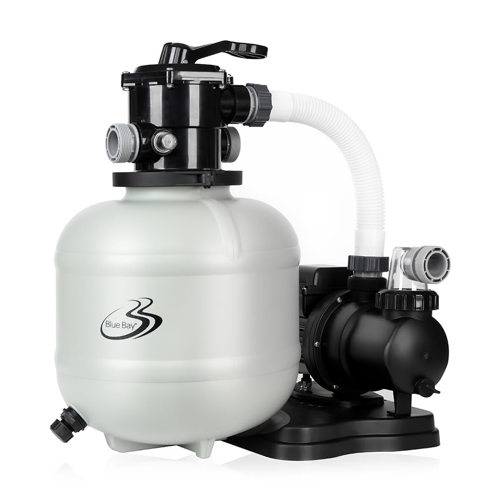 BlueBay front view assembled filter pump showing compact setup and easy access