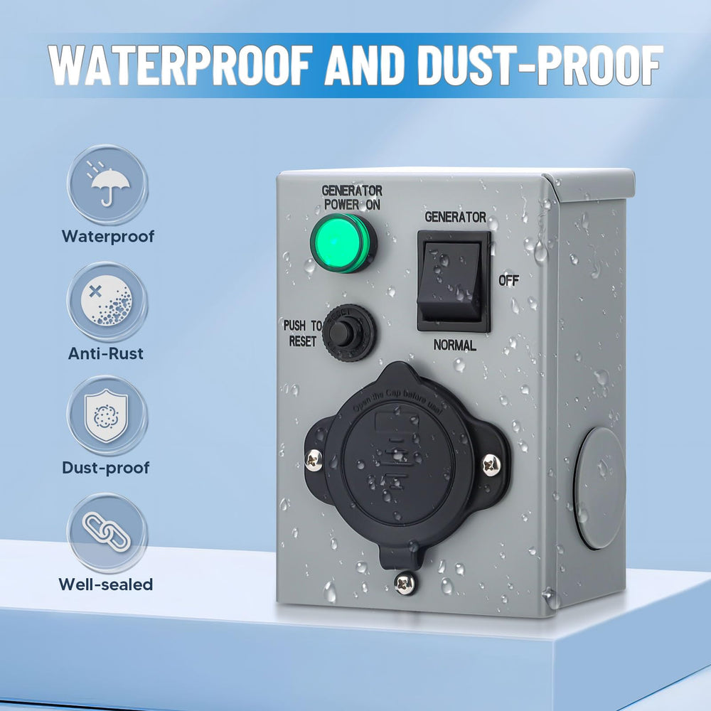 BlueFire weatherproof lid open showing pre-wired inlet and protection benefit
