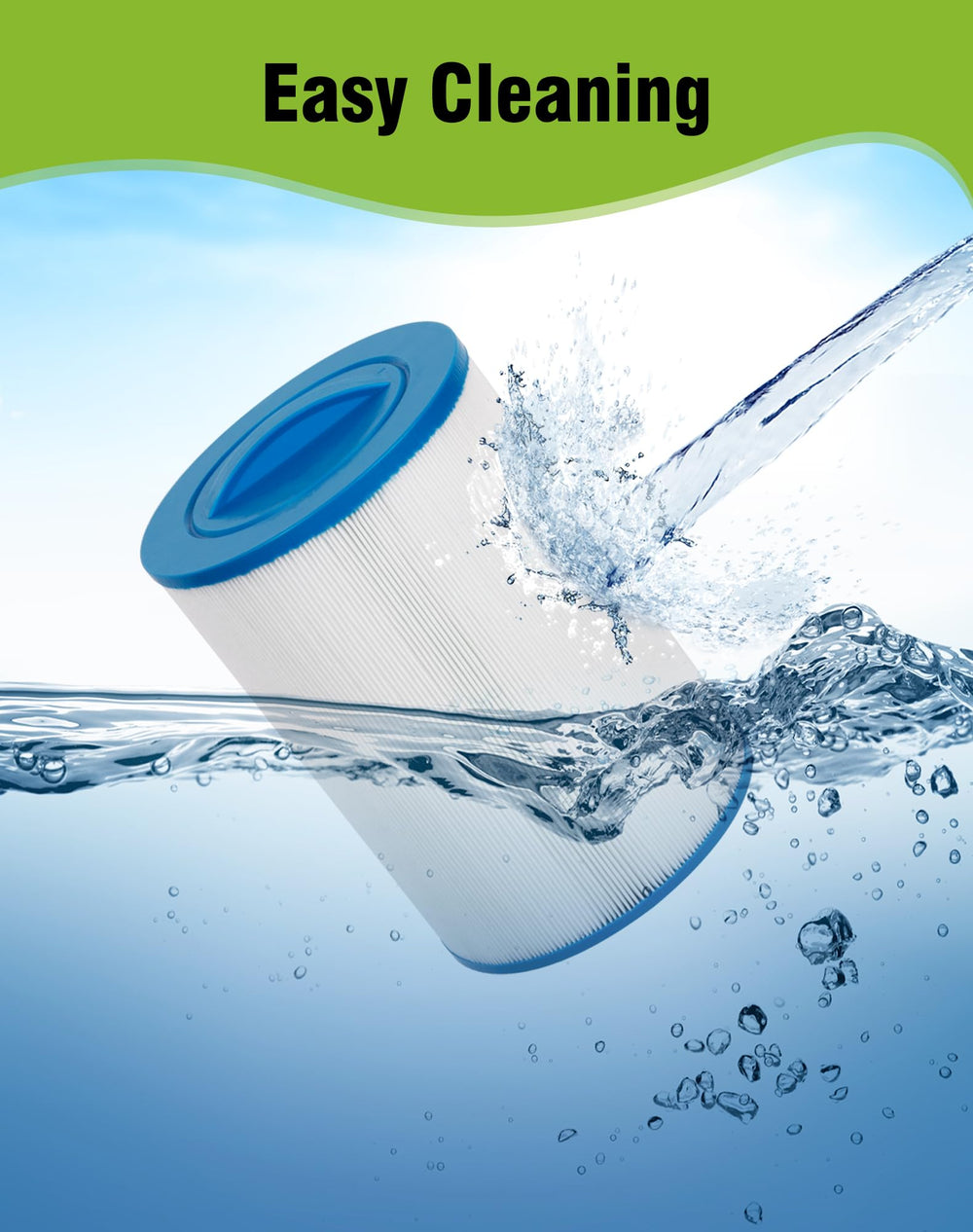 BLUEFLO cartridge installed in a hot tub demonstrating restored water circulation