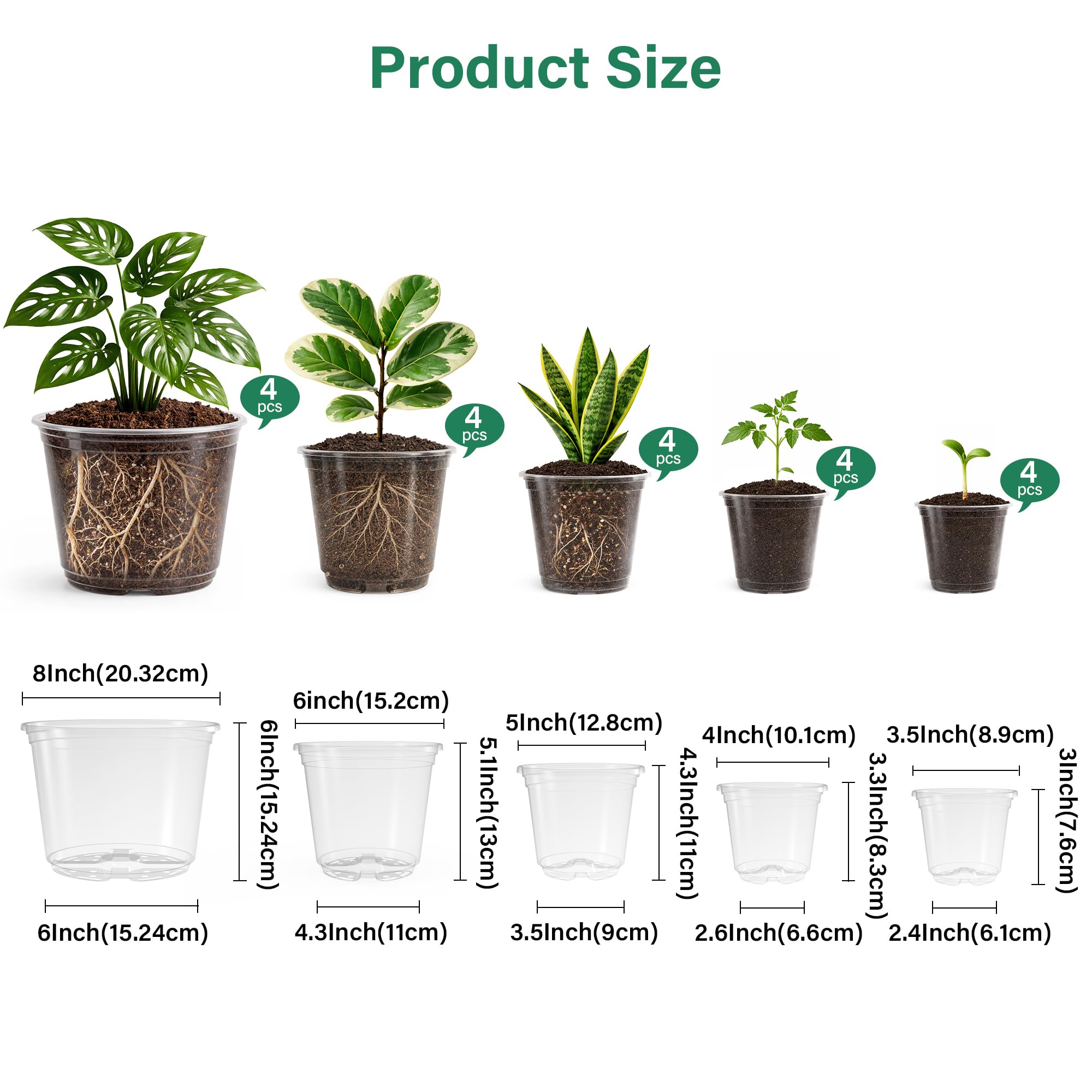 Bluepro close-up of transparent pot wall showing root visibility and moisture checking