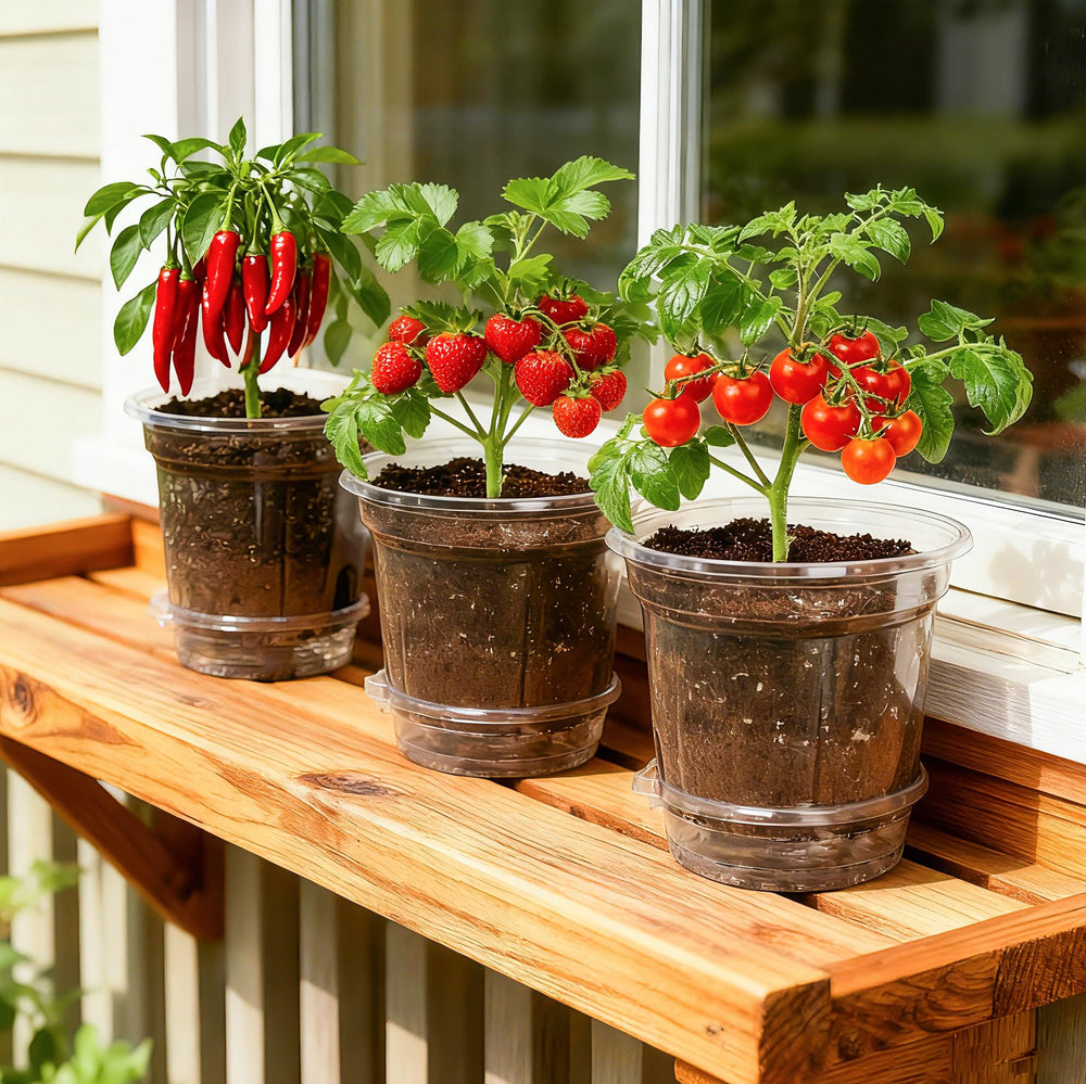 Bluepro pot beside a ruler showing 6.5-inch size for accurate scale and fit inside decorative planters