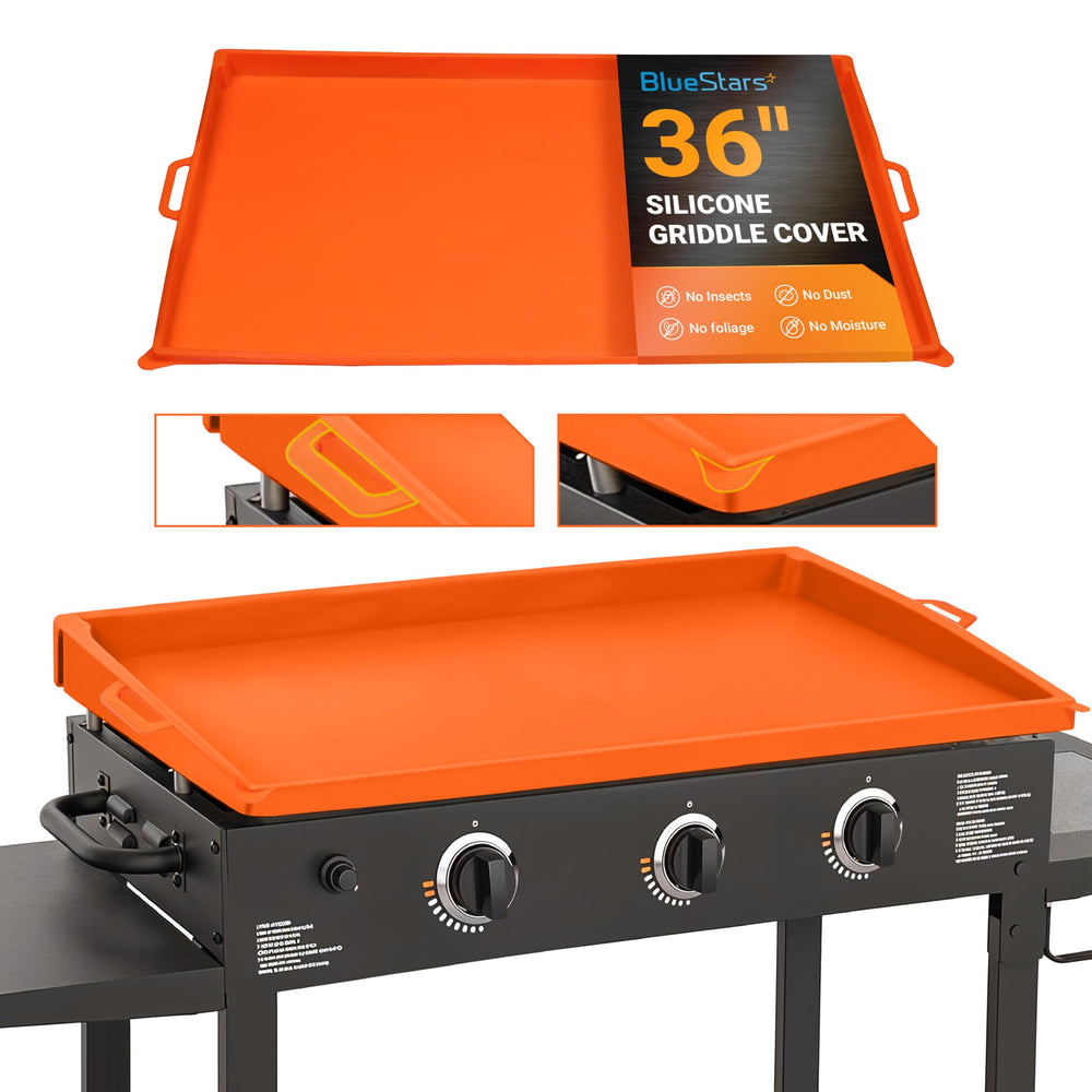 BlueStars 36" cover front view showing full griddle protection and neat appearance