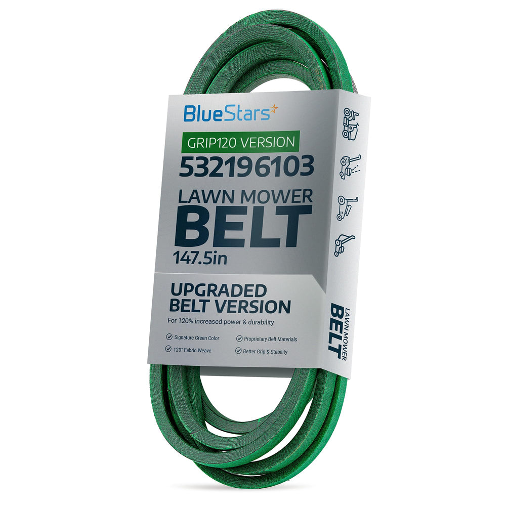 BlueStars front profile of Grip120 belt showing robust covered design and improved grip