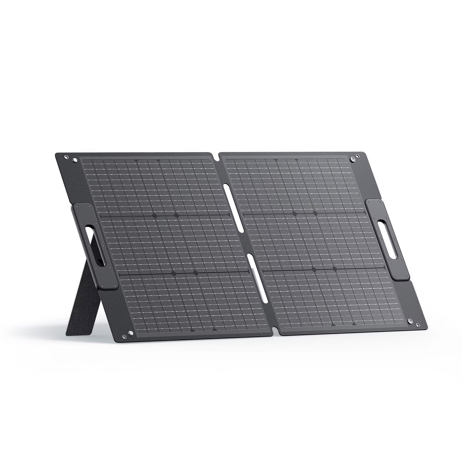 BLUETTI 100W front packaging showing compact foldable panel and brand benefits