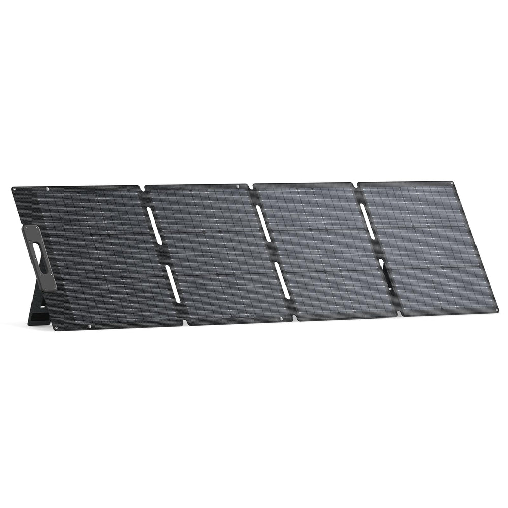 BLUETTI 200W solar panel front view showing full array and brand logo for quick charging