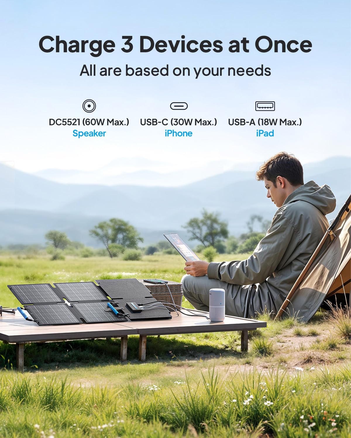 BLUETTI mounted at campsite providing reliable off-grid charging