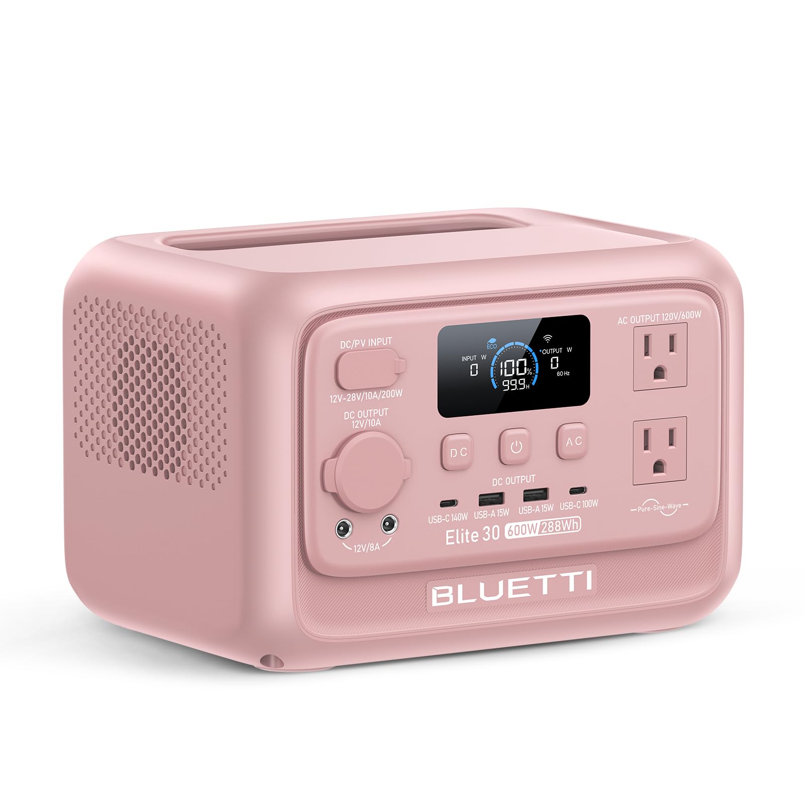 BLUETTI Elite 30 V2 front panel showing ports and clear display, easy access benefit