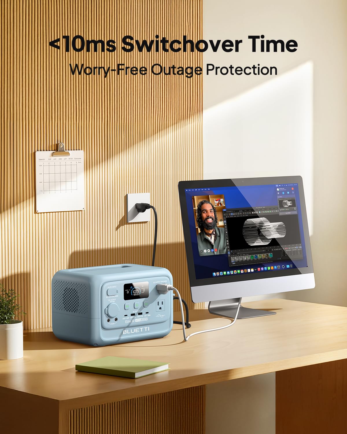 BLUETTI Elite 30 V2 with included cables and manual showing ready-to-use convenience