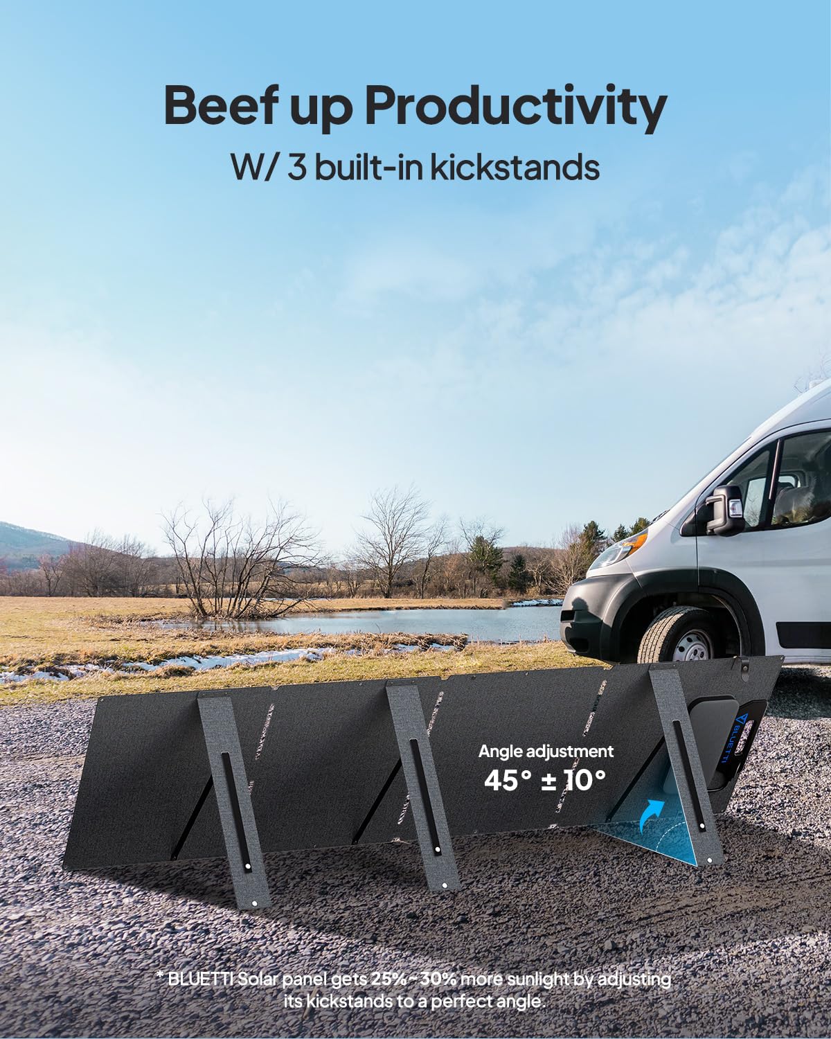 BLUETTI panel connected to EB3A generator demonstrating direct solar charging benefit