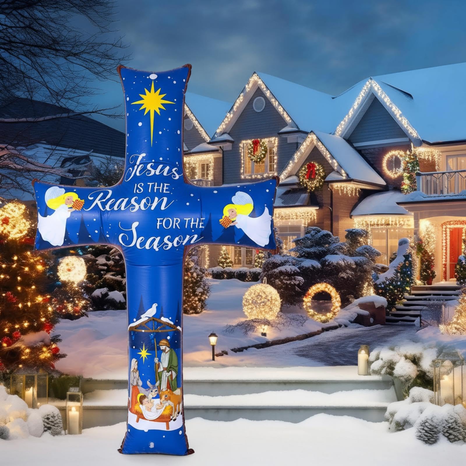 Blueweenly close-up of vivid nativity printing, shows clear imagery for seasonal impact