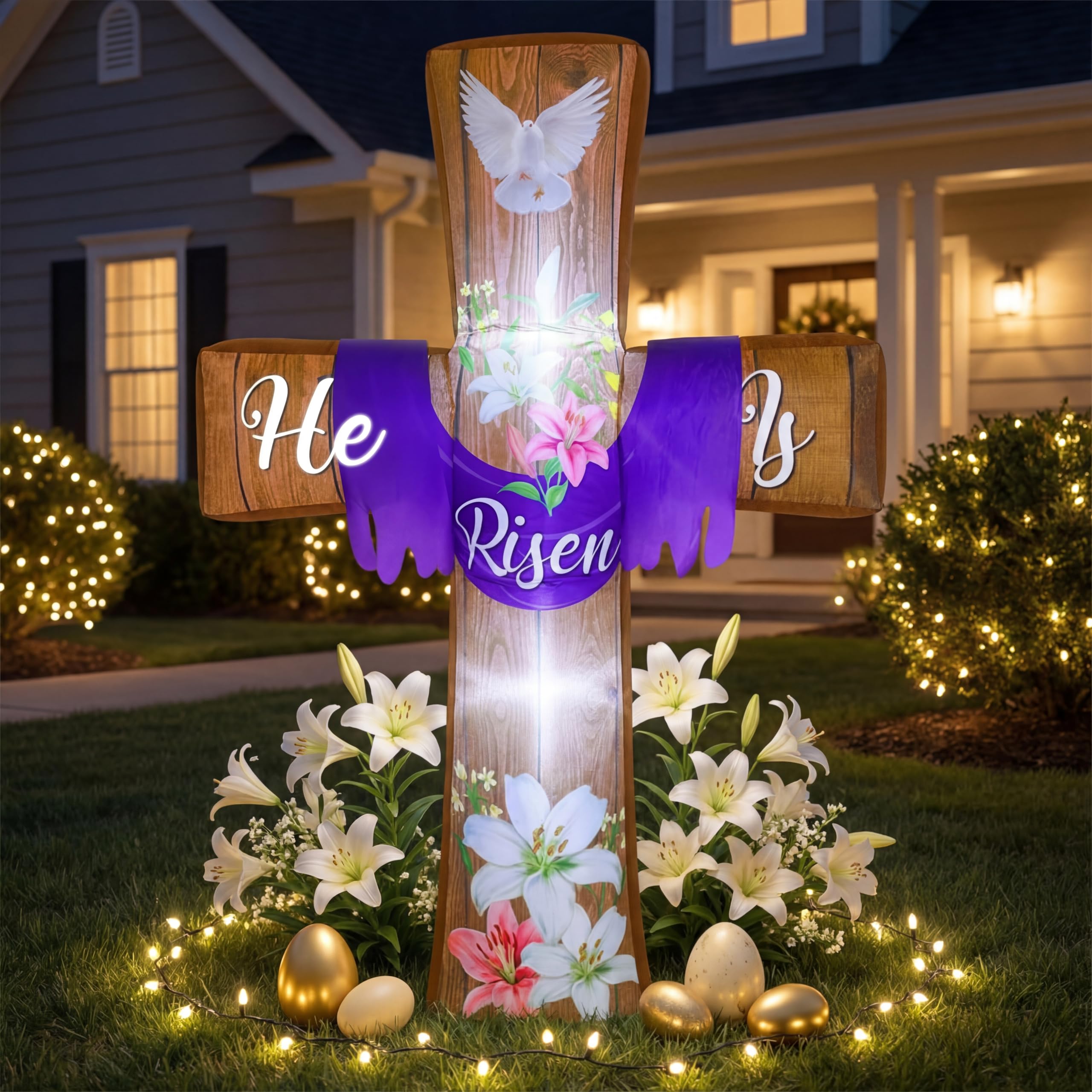 Blueweenly inflatable cross in Easter gathering creating festive atmosphere