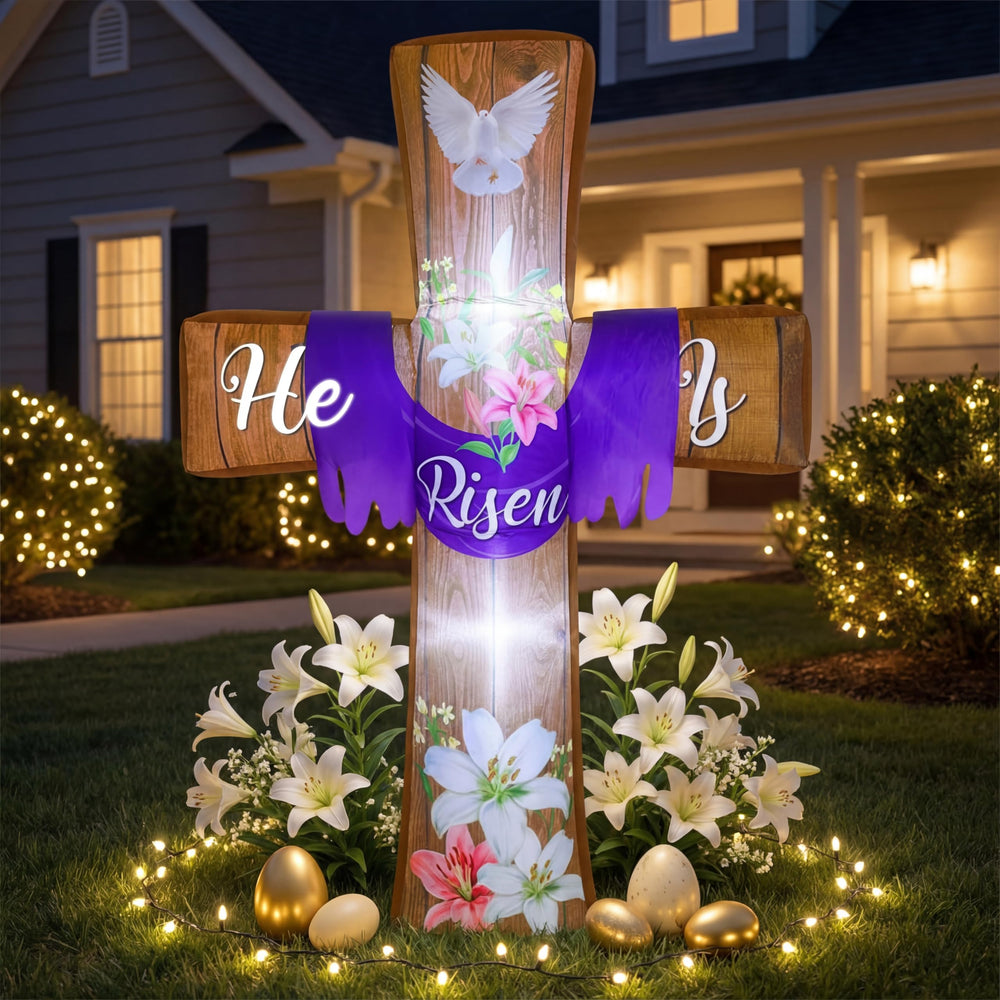 Blueweenly inflatable cross in Easter gathering creating festive atmosphere