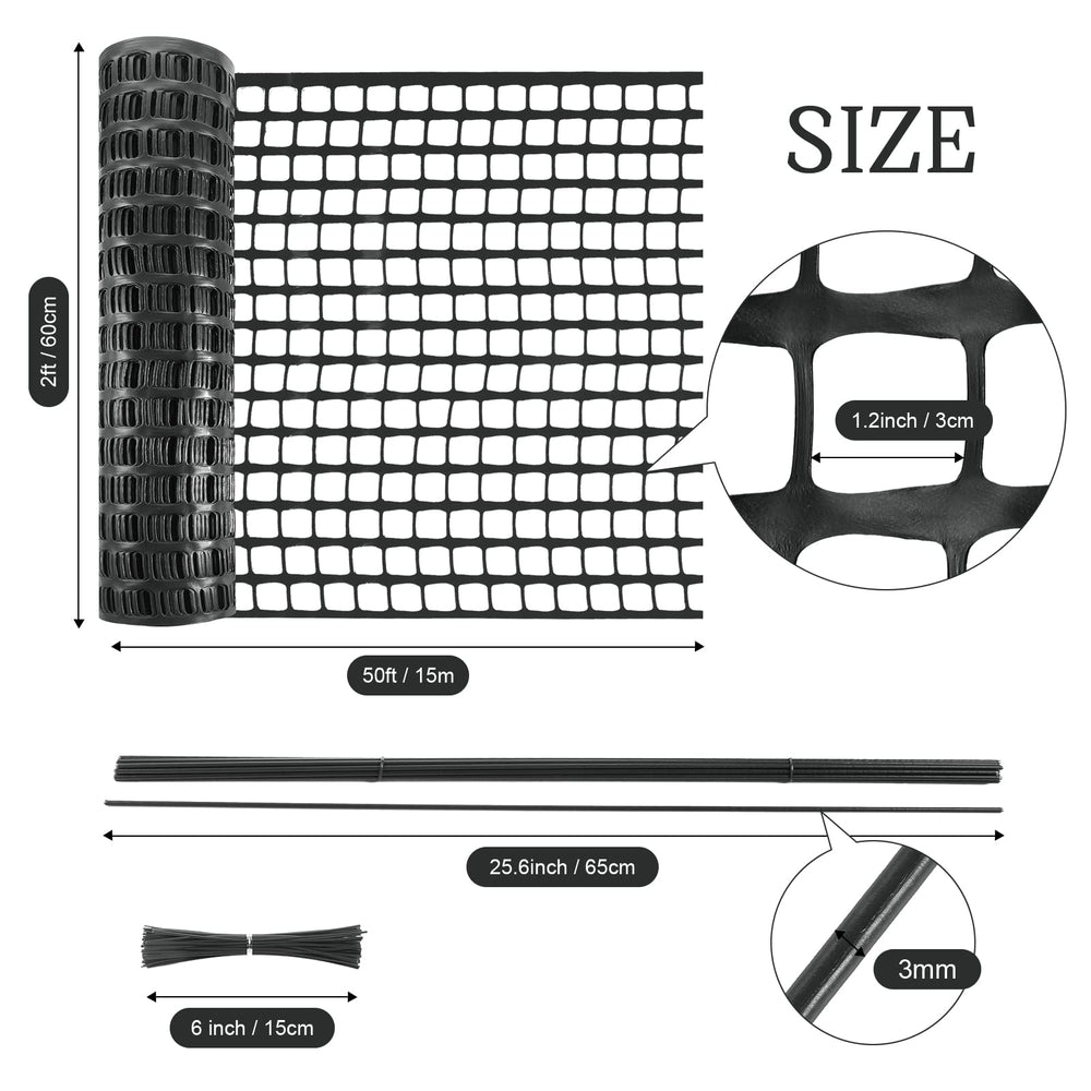 Blulu mesh close-up showing 1.2-inch pattern and durable plastic for visibility