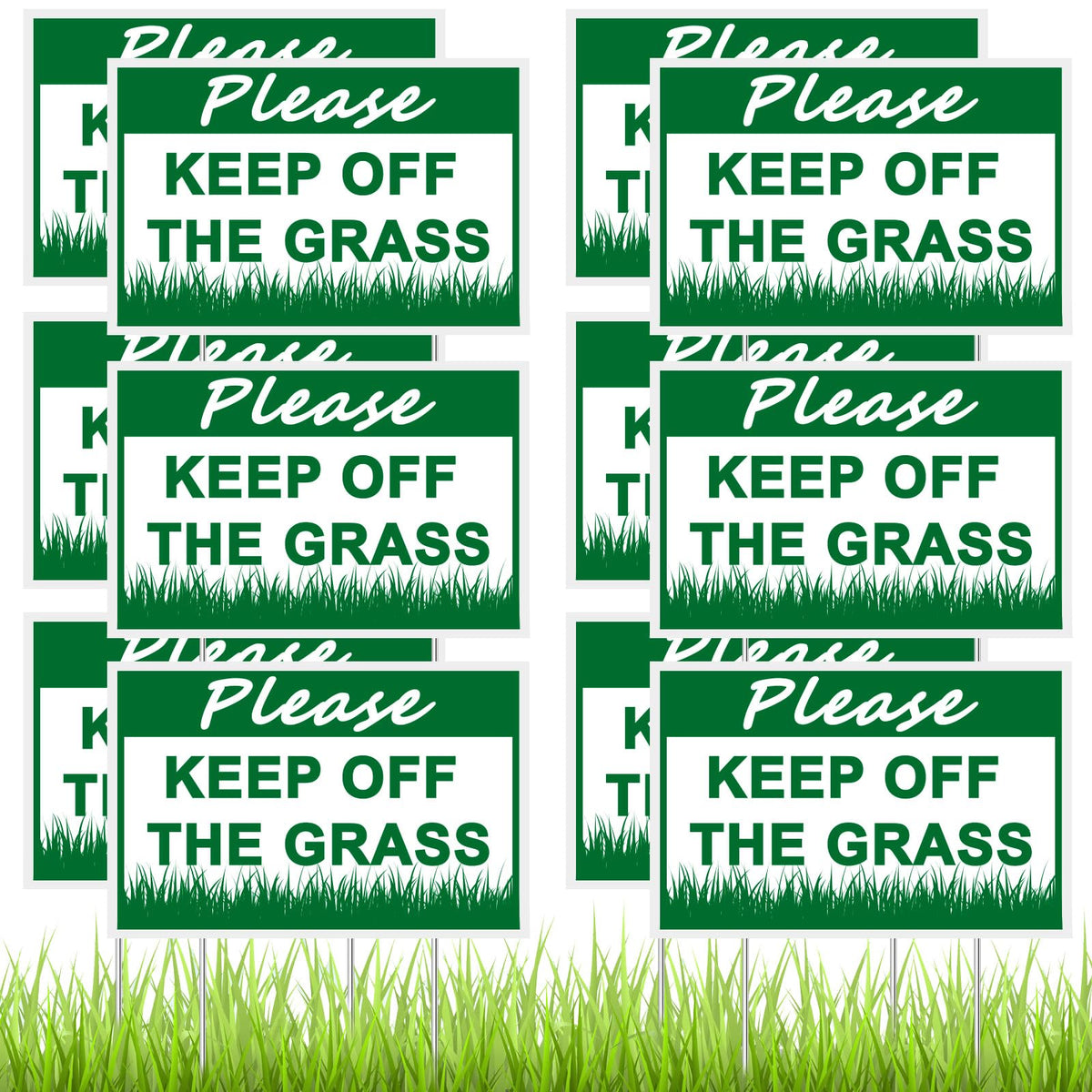 Blulu front view of stacked signs showing clear message and quick protection