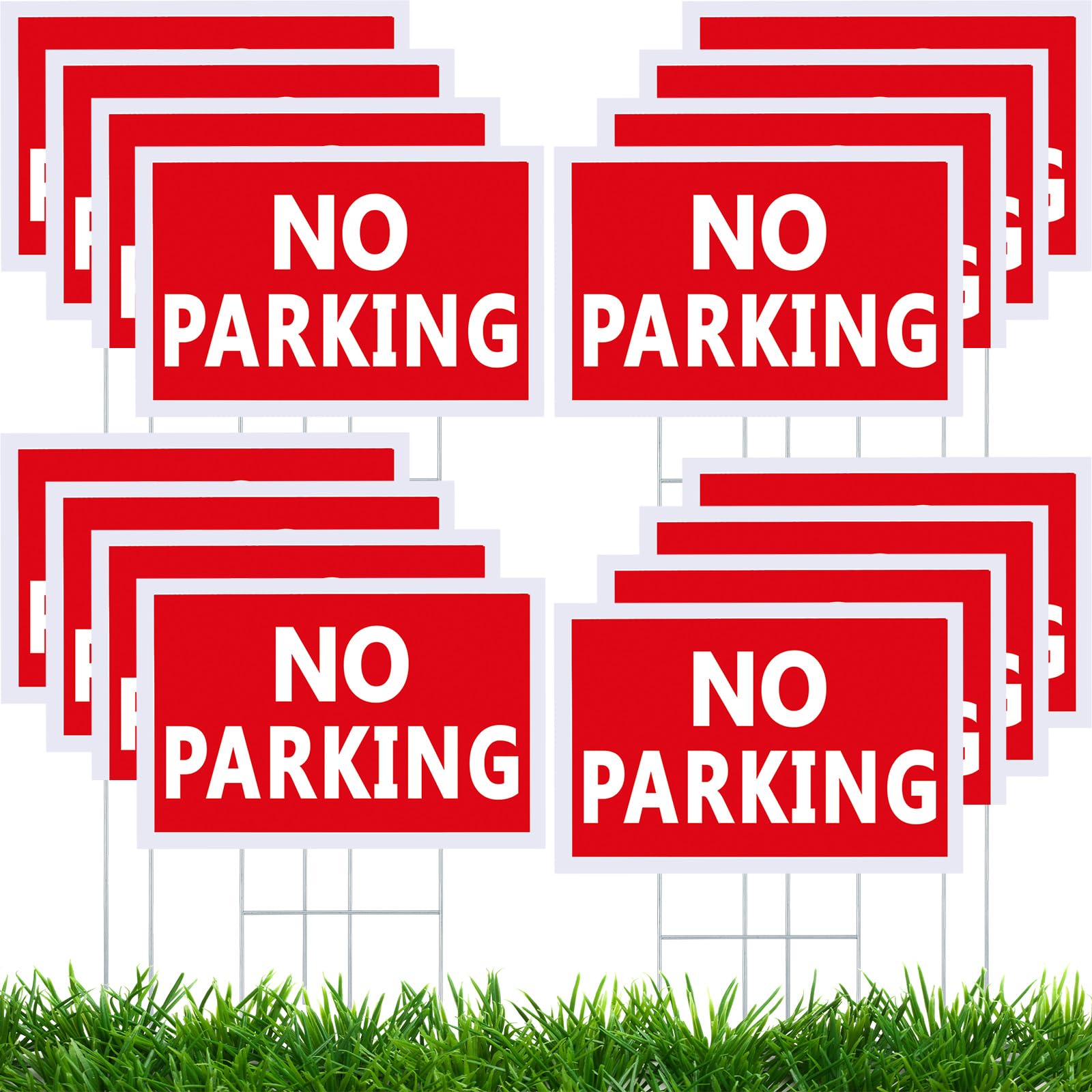 Blulu front view of sign showing clear no parking message for quick deterrence