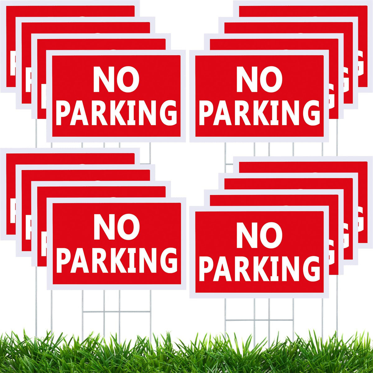 Blulu front view of sign showing clear no parking message for quick deterrence