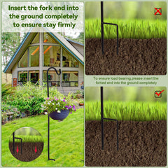 Blulu hook holding a flowering basket, adds vertical garden space