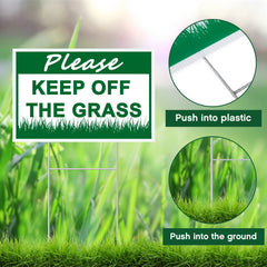 Blulu sign installed in lawn protecting grass and guiding visitors