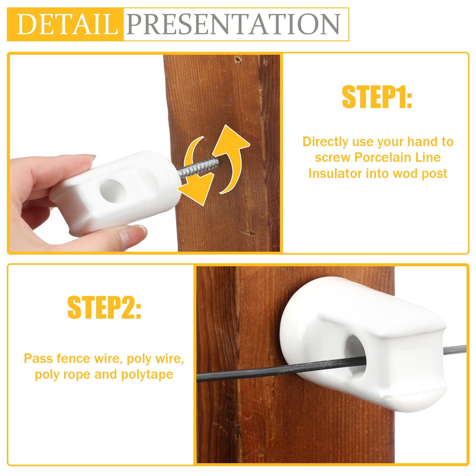 Blulu installed on wooden post showing secure insulated wire spacing