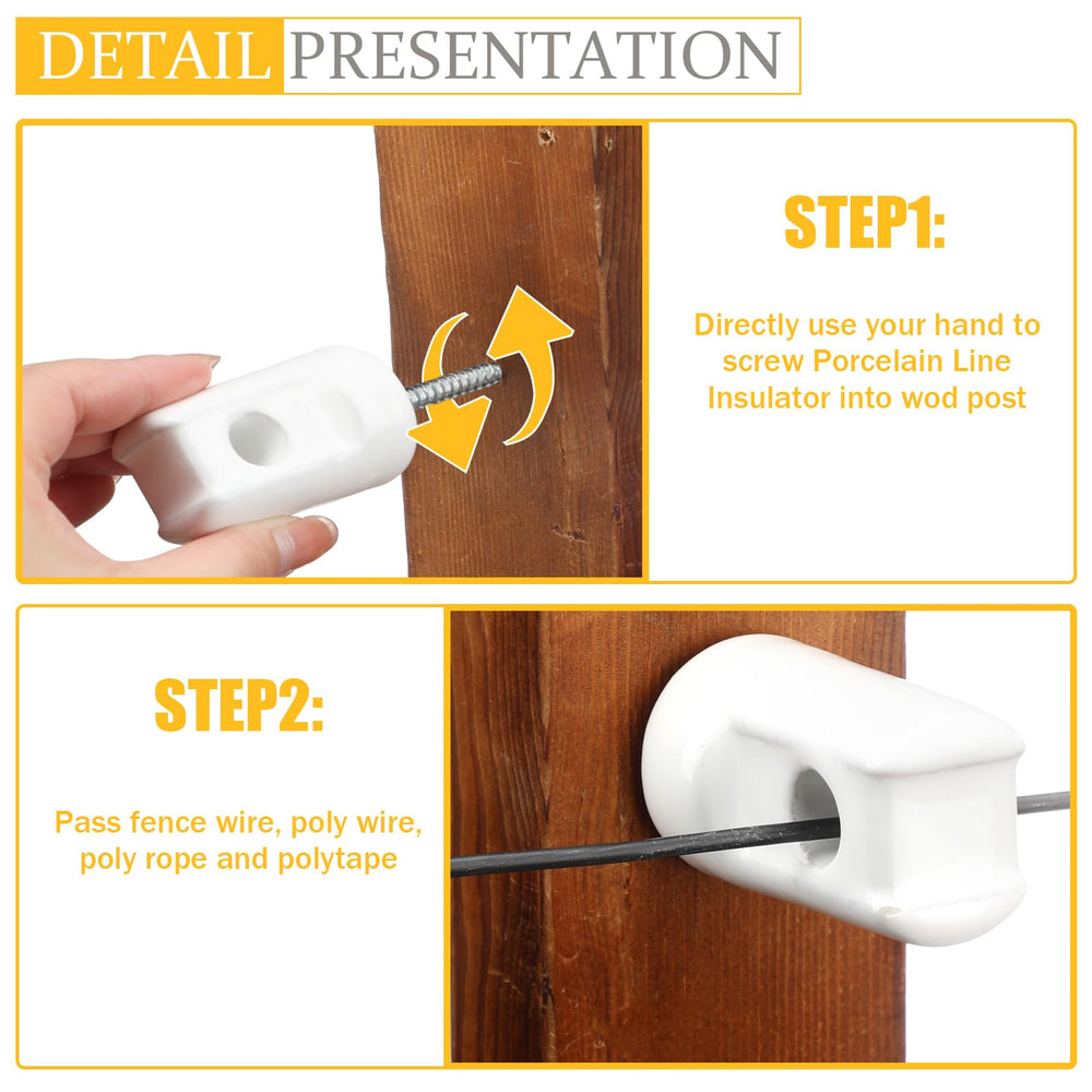 Blulu installed on wooden post showing secure insulated wire spacing