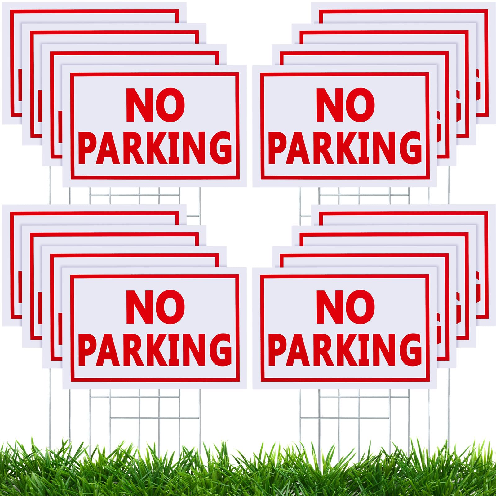 Blulu front view of no parking sign showing bold red text for immediate deterrence