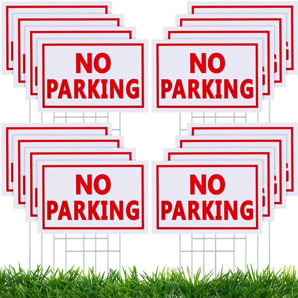 Blulu front view of no parking sign showing bold red text for immediate deterrence