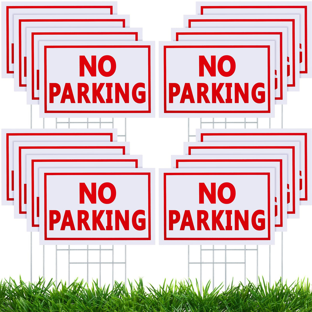 Blulu front view of no parking sign showing bold red text for immediate deterrence