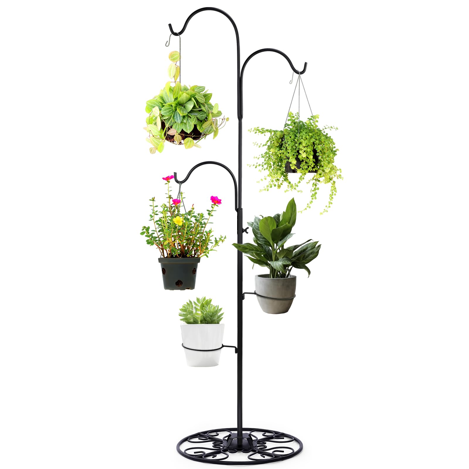 Blulu shepherd hook front view showing sleek black finish and elegant curve, adds style
