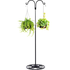 Blulu shepherd hook front view showing sleek black finish and stable base for curb appeal