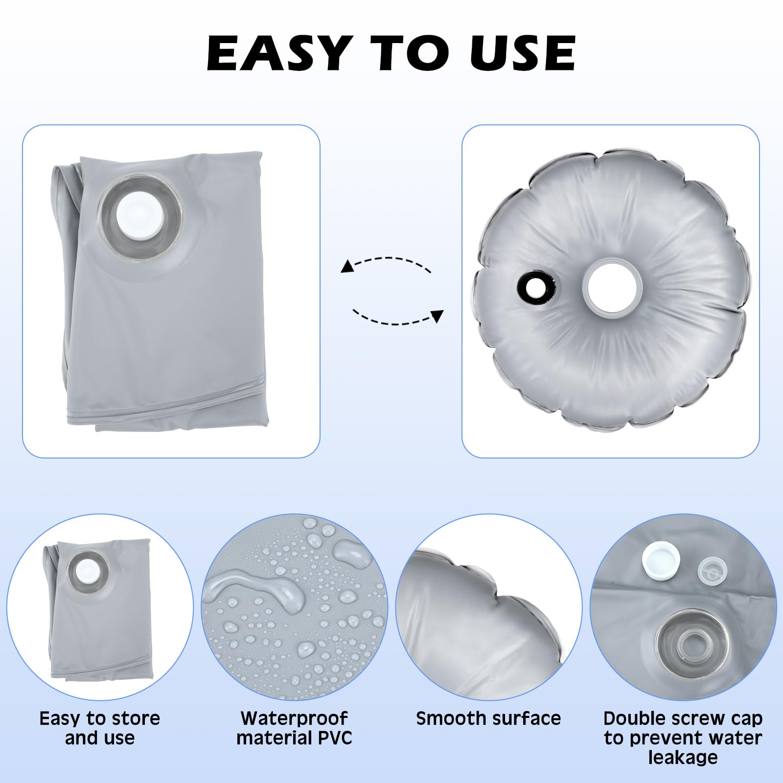 Blulu water bag empty and open demonstrating easy fill convenience