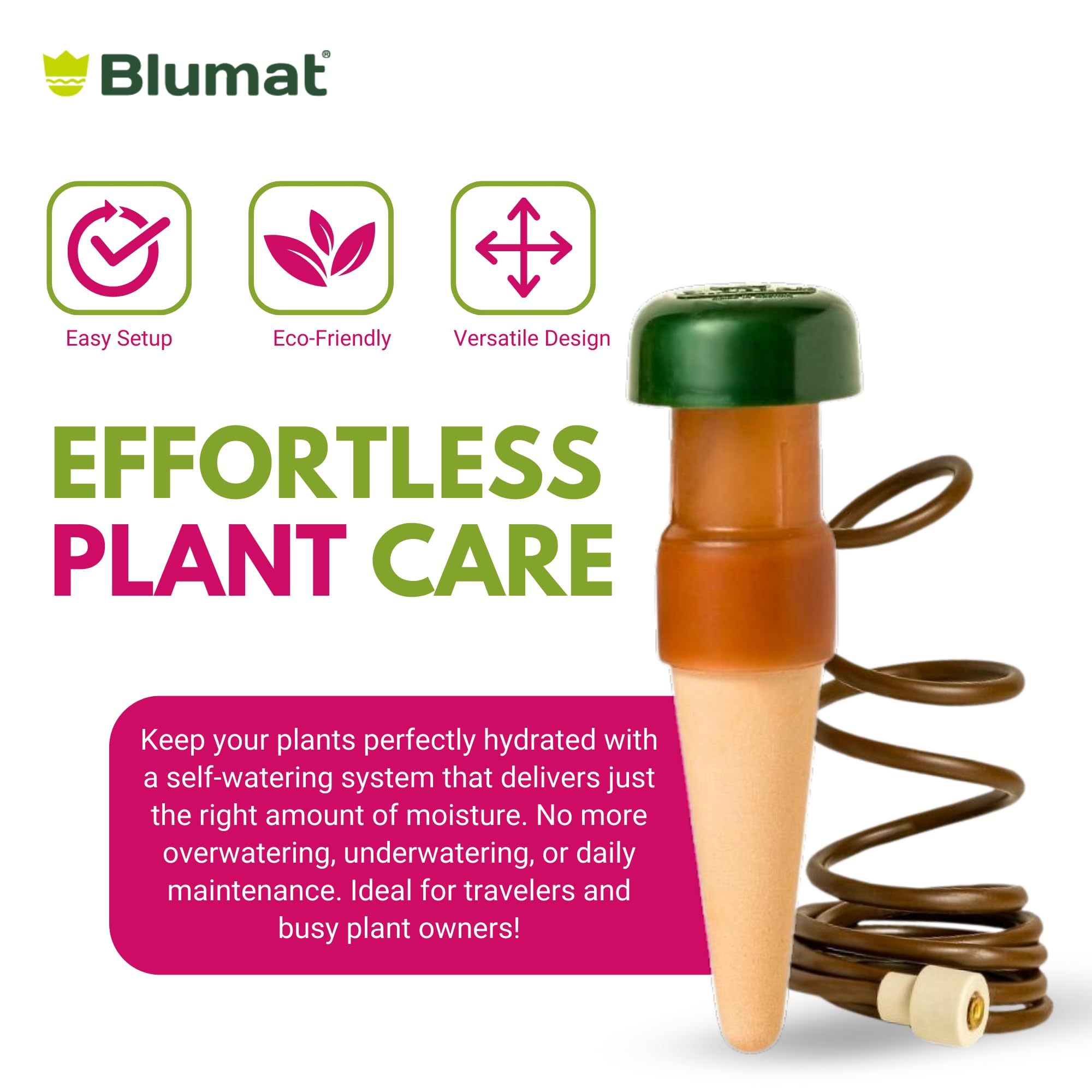 Blumat ceramic spike close-up highlighting porous texture and precise moisture delivery
