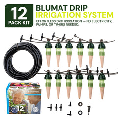 Blumat ceramic tip close-up demonstrating moisture-sensing action for steady watering