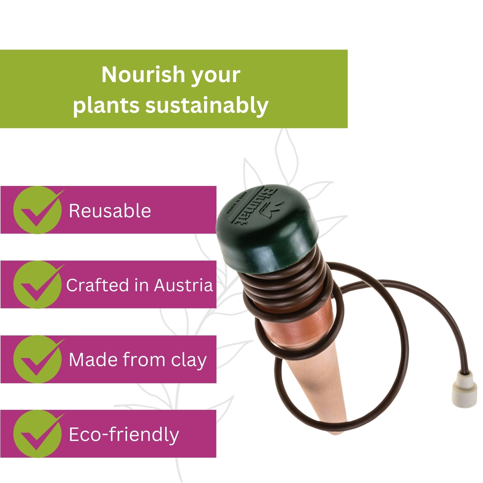 Blumat multiple stakes in large planter ensuring even moisture distribution