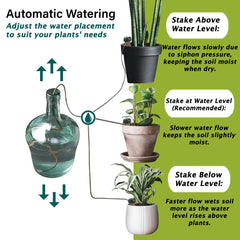 Blumat stake inserted in pot demonstrating steady root-zone watering advantage
