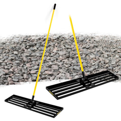 BlumeTrec front view of 45-inch leveling rake showing wide coverage and efficiency