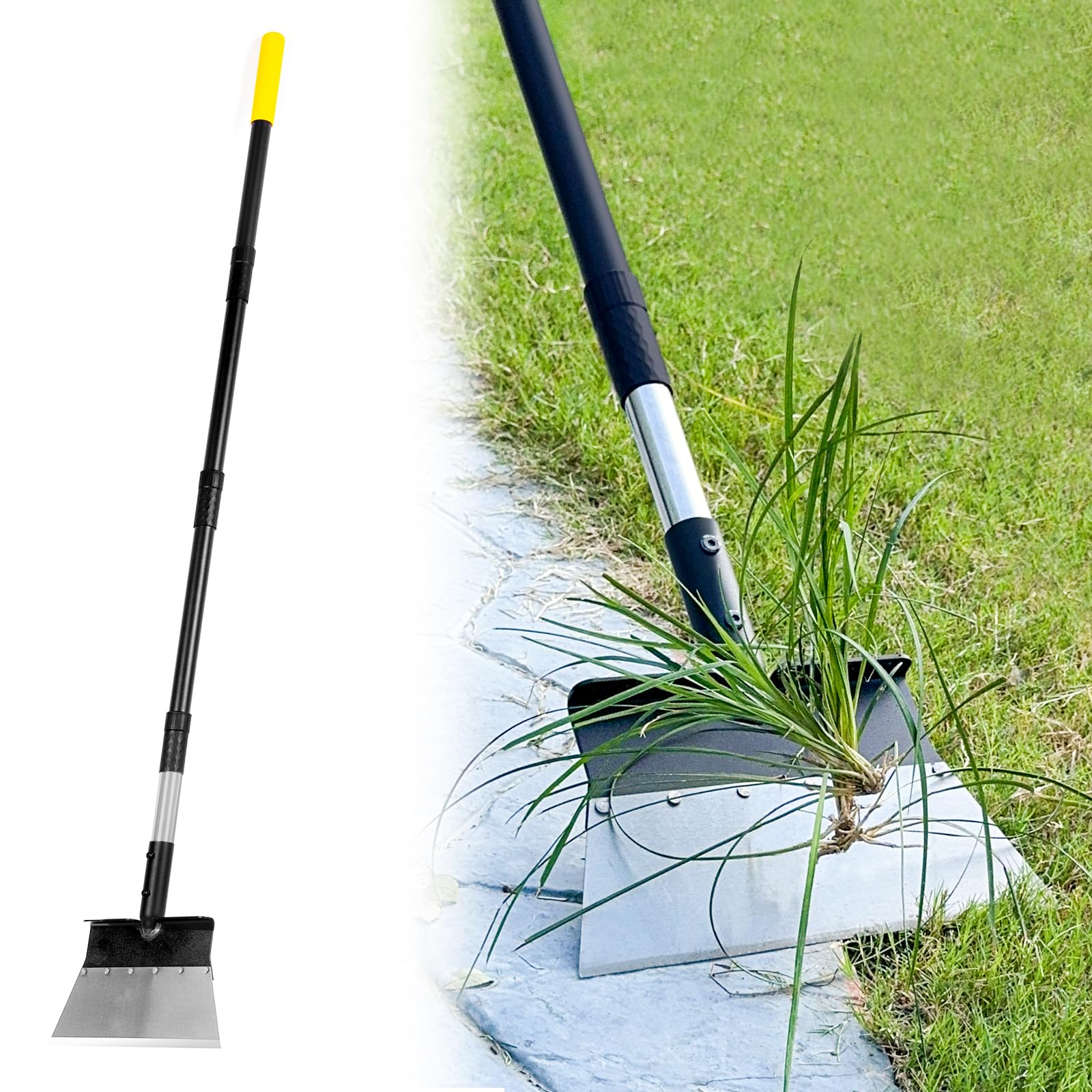BlumeTrec front view of flat shovel showing wide blade and long handle benefit durability