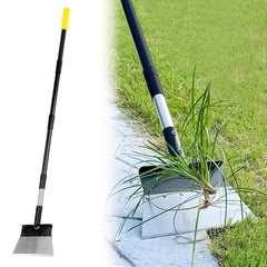 BlumeTrec front view of flat shovel showing wide blade and long handle benefit durability
