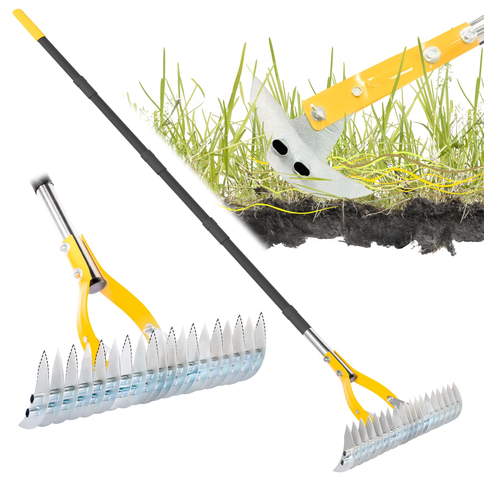 BlumeTrec front view showing full assembled rake and packaging benefits