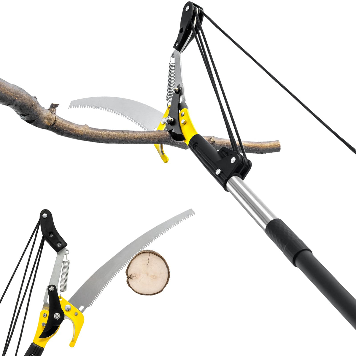 BlumeTrec front view of assembled pole saw showing full length and features