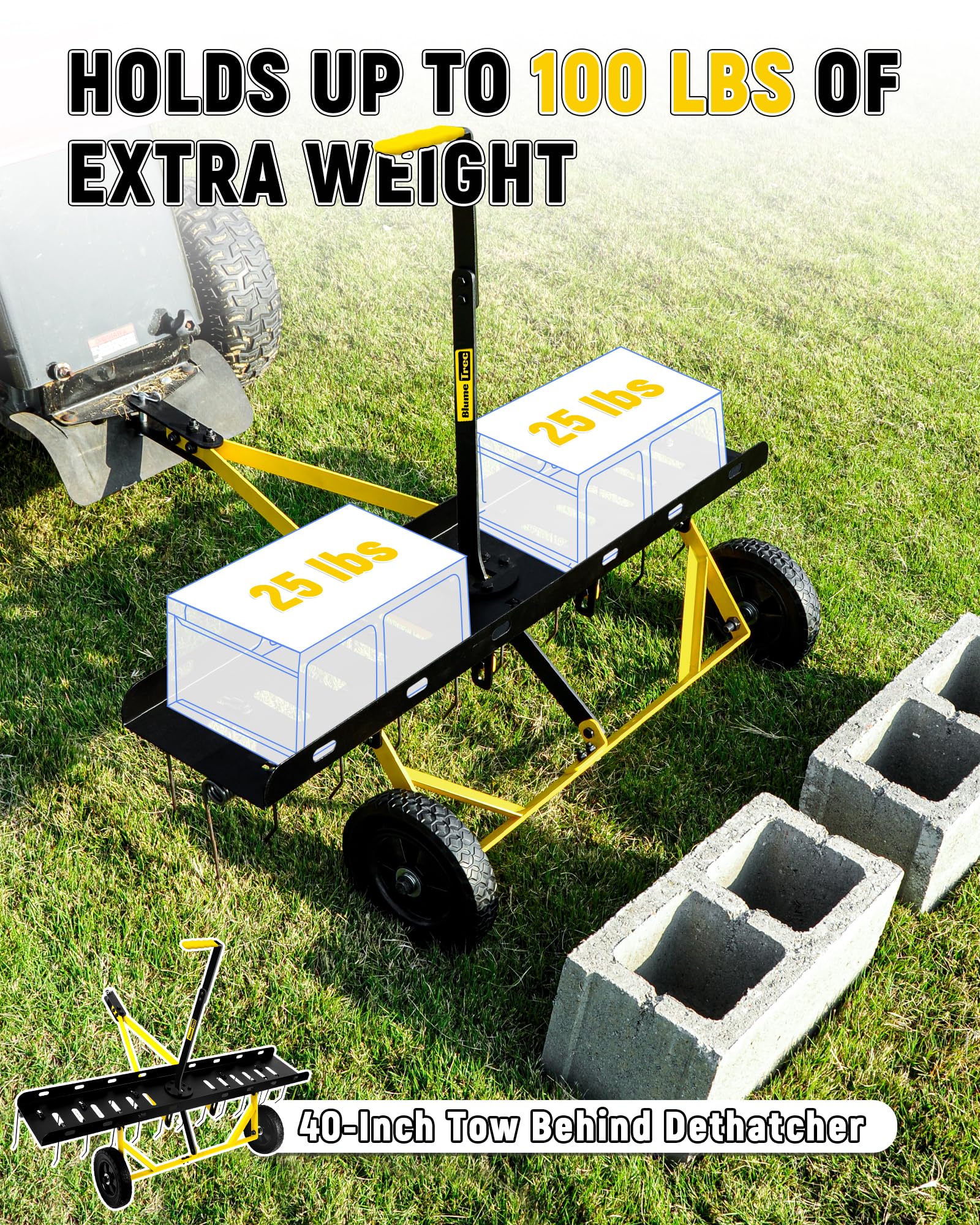 BlumeTrec height adjustment handle allowing precise tine depth control
