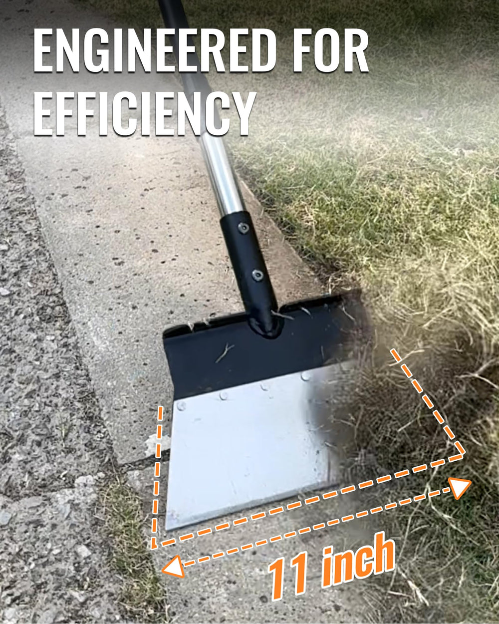 BlumeTrec shovel in use removing weeds from concrete cracks for faster cleanup