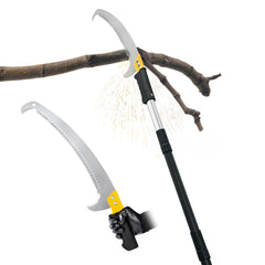 BlumeTrec front view of pole saw showing compact folded storage benefit