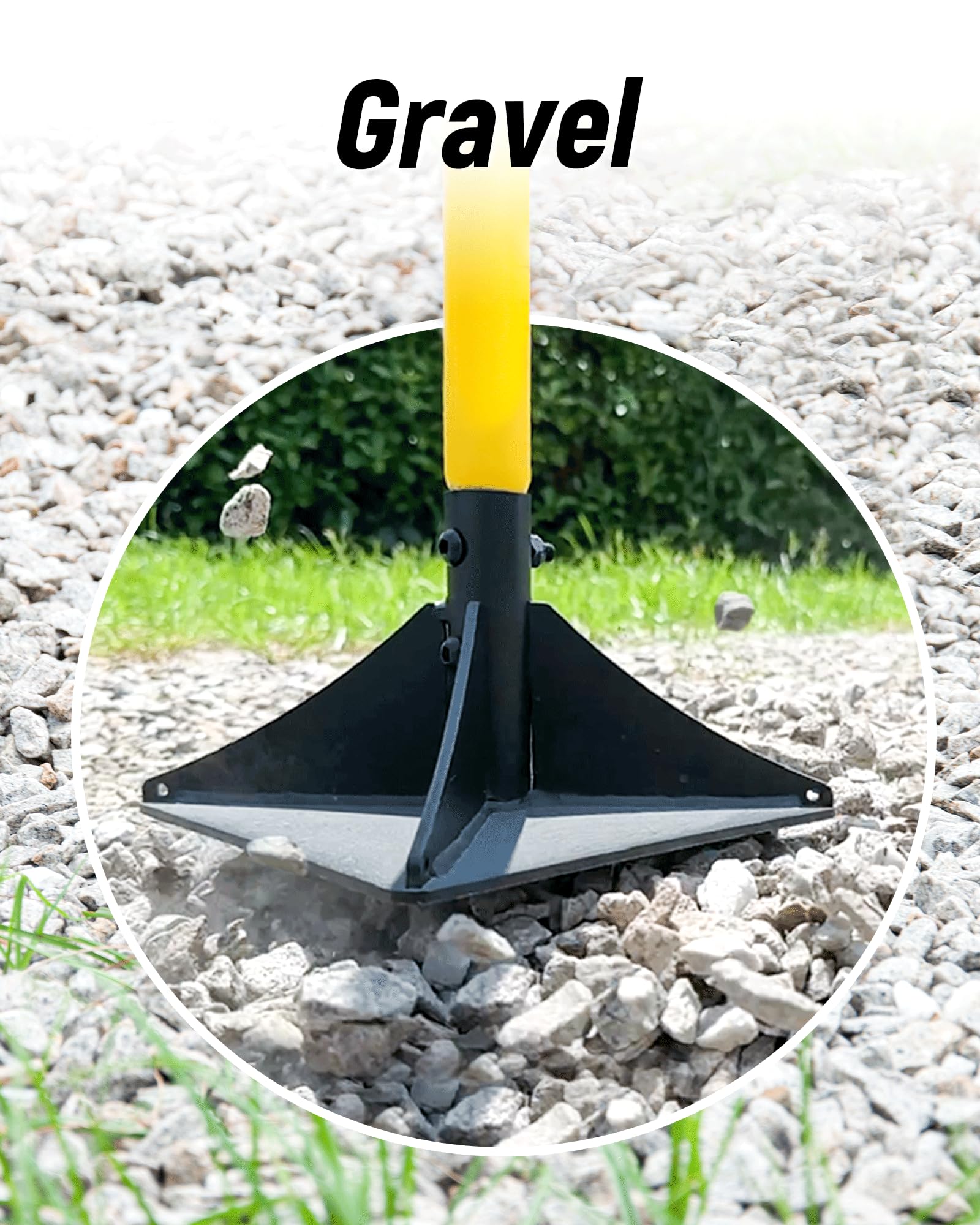 BlumeTrec compactando grava en jardín, logrando superficie nivelada y estable