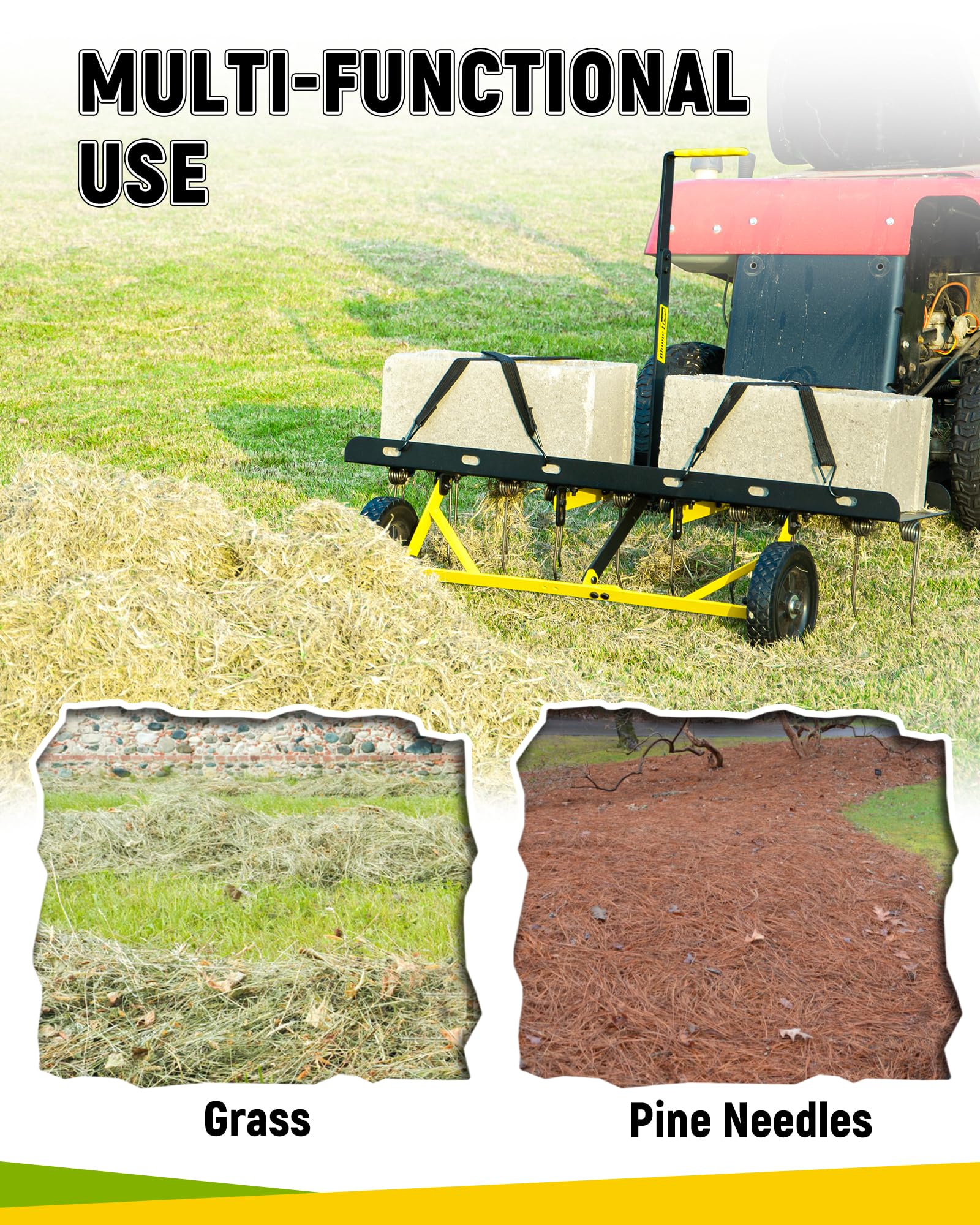 BlumeTrec dethatcher in use on lawn removing thatch for healthier grass