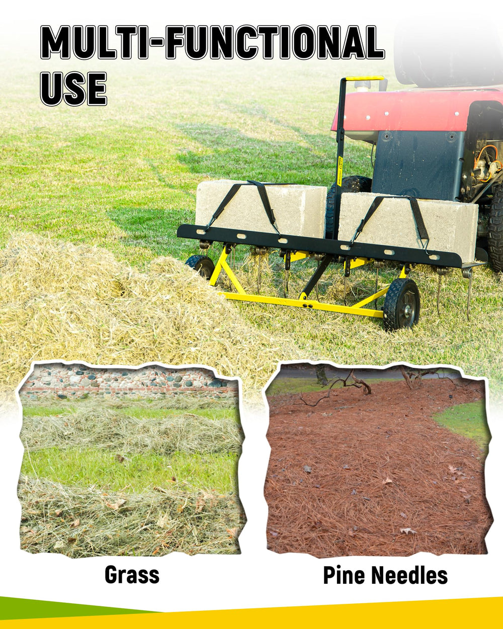 BlumeTrec dethatcher in use on lawn removing thatch for healthier grass