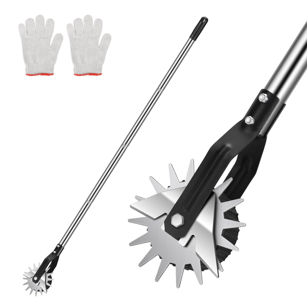 BlumWay front view of wheel edger showing roller and blade ring, for faster edging