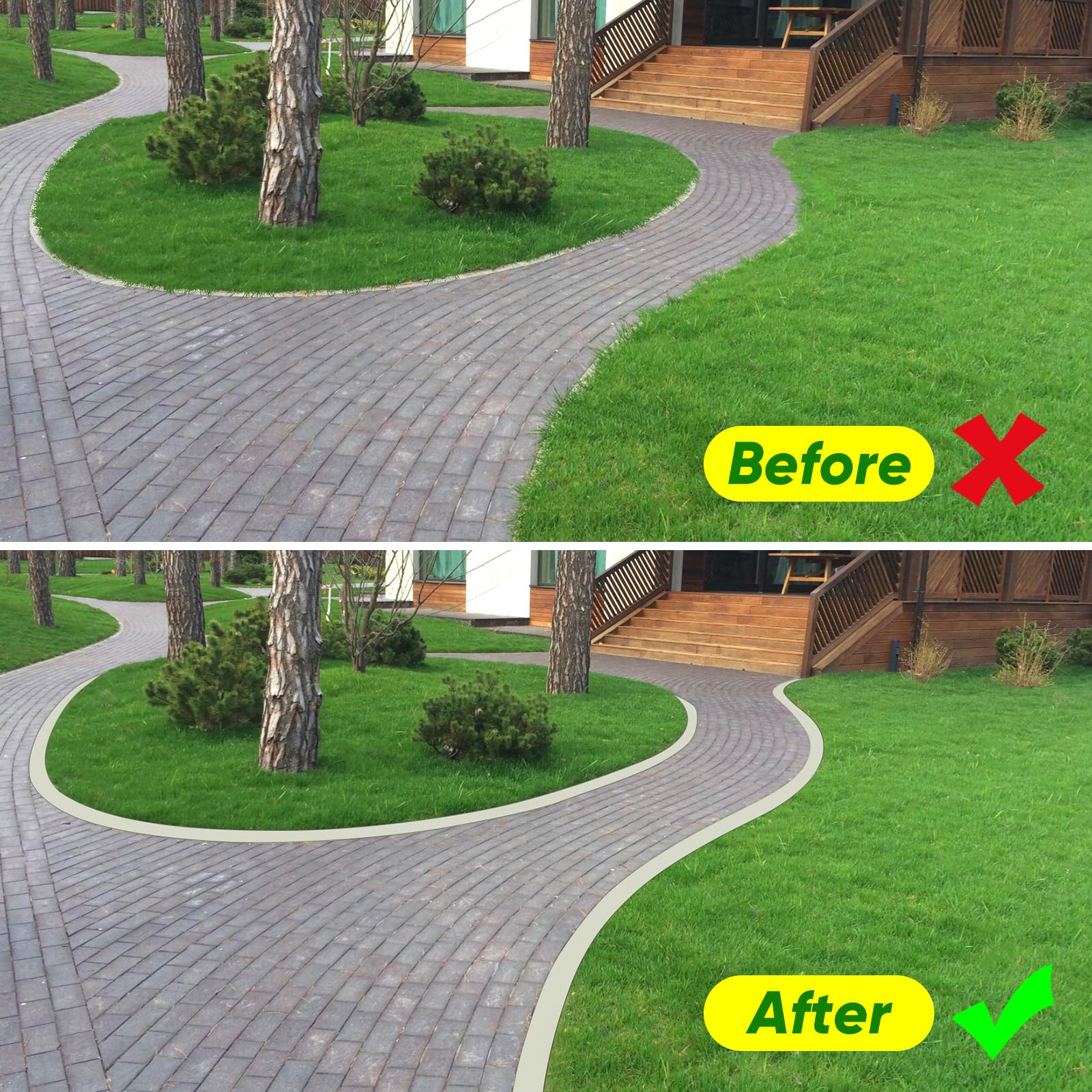 BlumWay in use on sidewalk edge, producing tidy borders with minimal effort